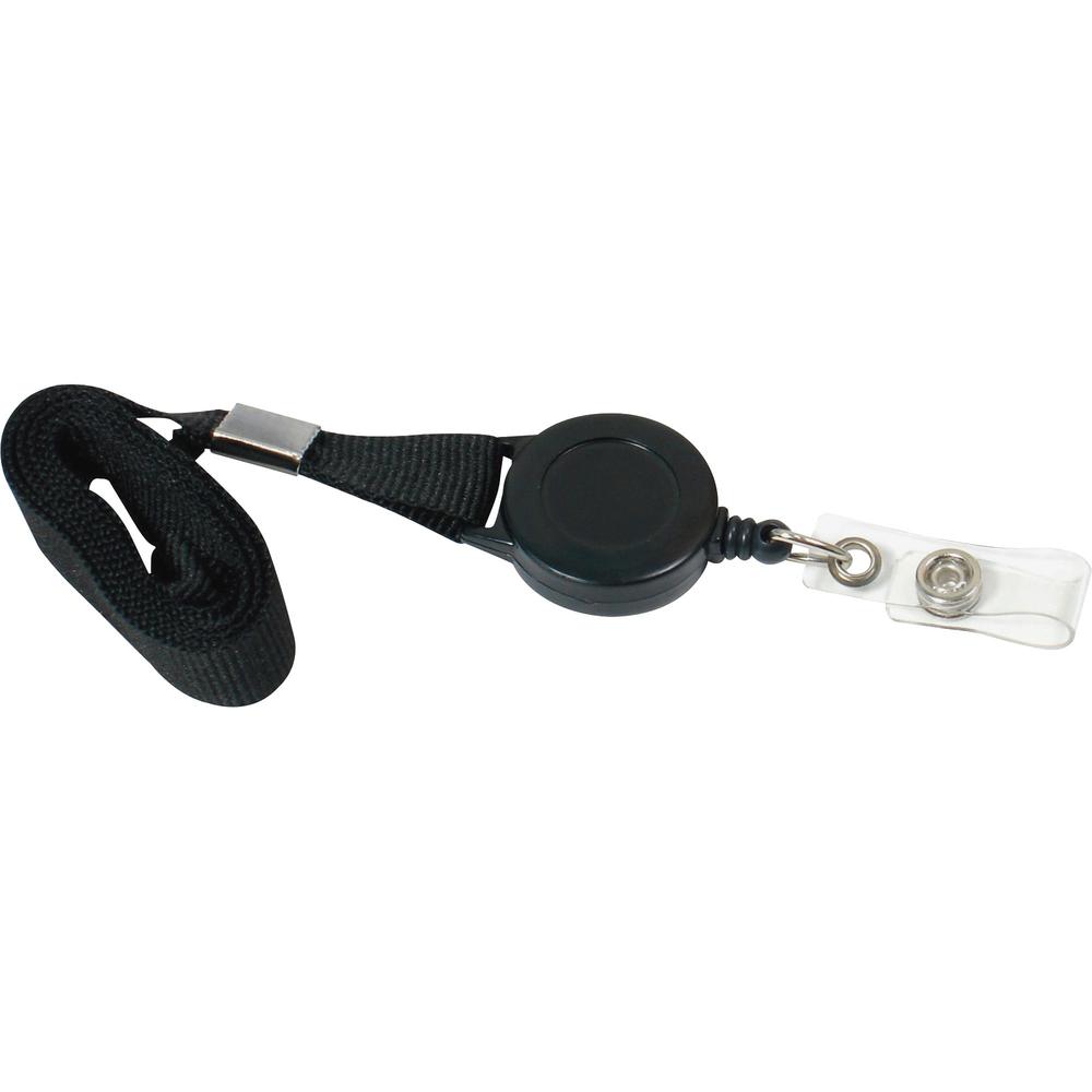 SICURIX Lanyard Card Reel - 12 / Pack - 36" Length - Black. Picture 1