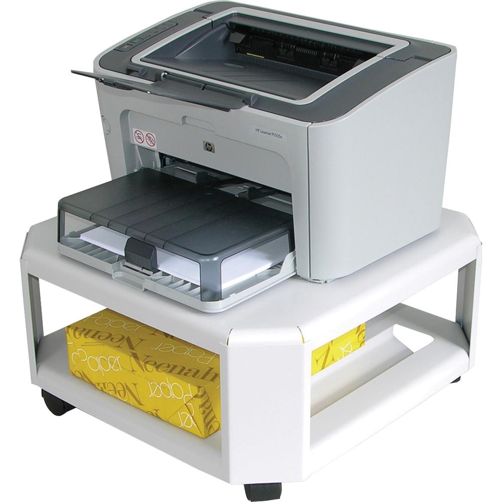 Mead Hatcher Master Products Mobile Steel Printer Stand - 75 lb Load Capacity - 2 x Shelf(ves) - 8.5" Height x 17.8" Width x 17.8" Depth - Desktop - Steel - Platinum. Picture 1