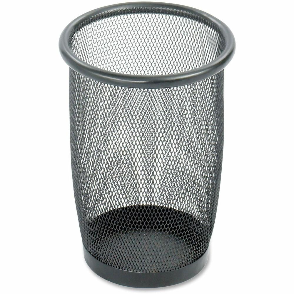 Safco Round Mesh Wastebaskets - 3 quart Capacity - Round - 7.50" Opening Diameter - 9" Height - Steel - Black - (Qty 3). Picture 1