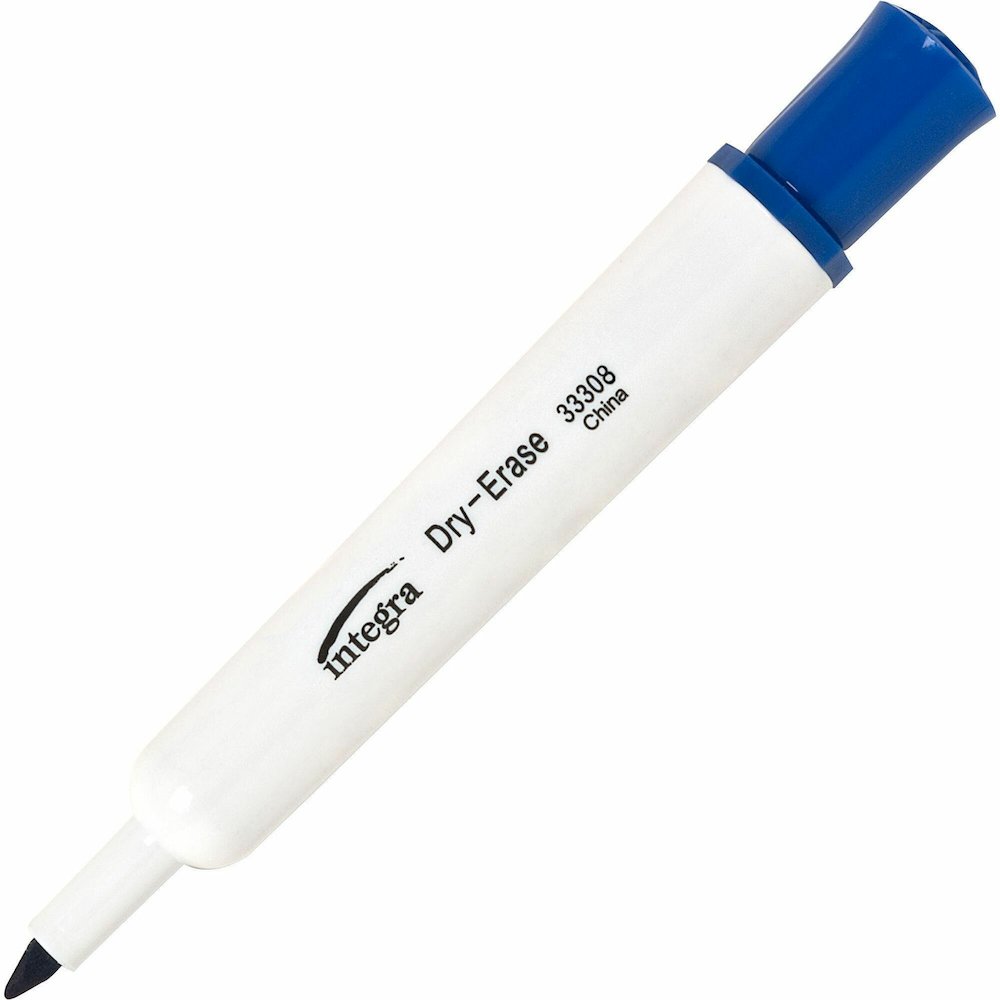 Integra Chisel Point Dry-erase Markers - Blue Ink - Fiber Tip - Writing - 1 Dozen. Picture 1