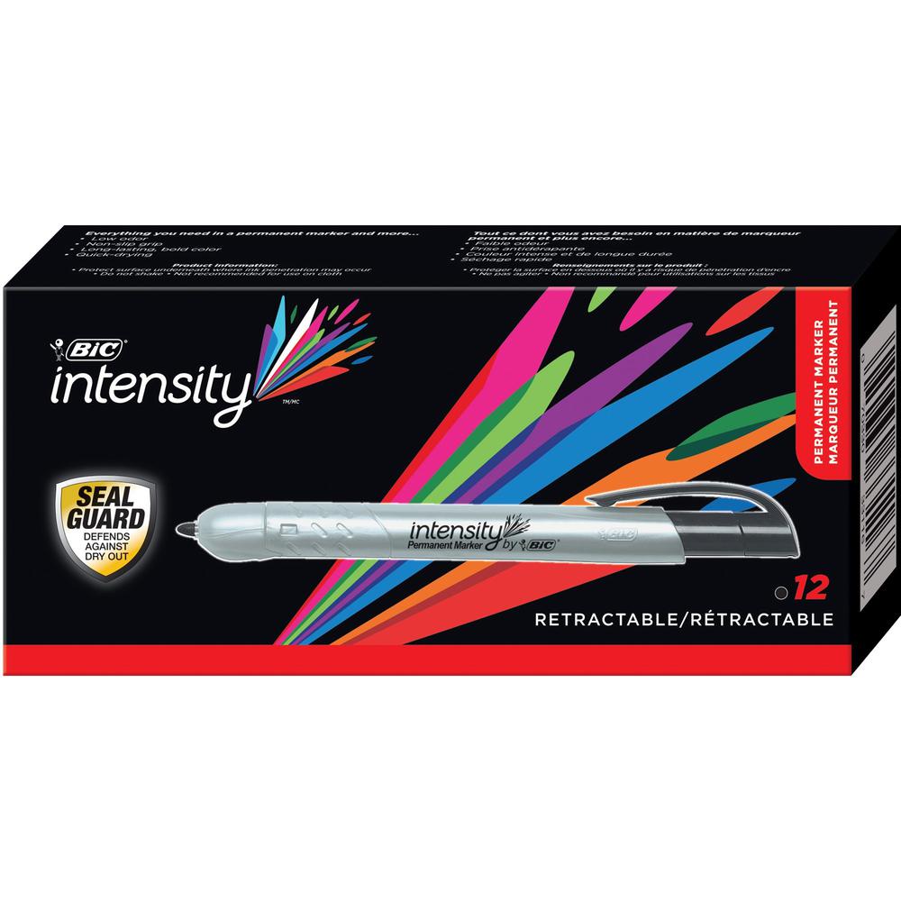 BIC Mark-it Retractable Permanent Markers - Fine Marker Point - Retractable - Black - 1 Dozen. Picture 1