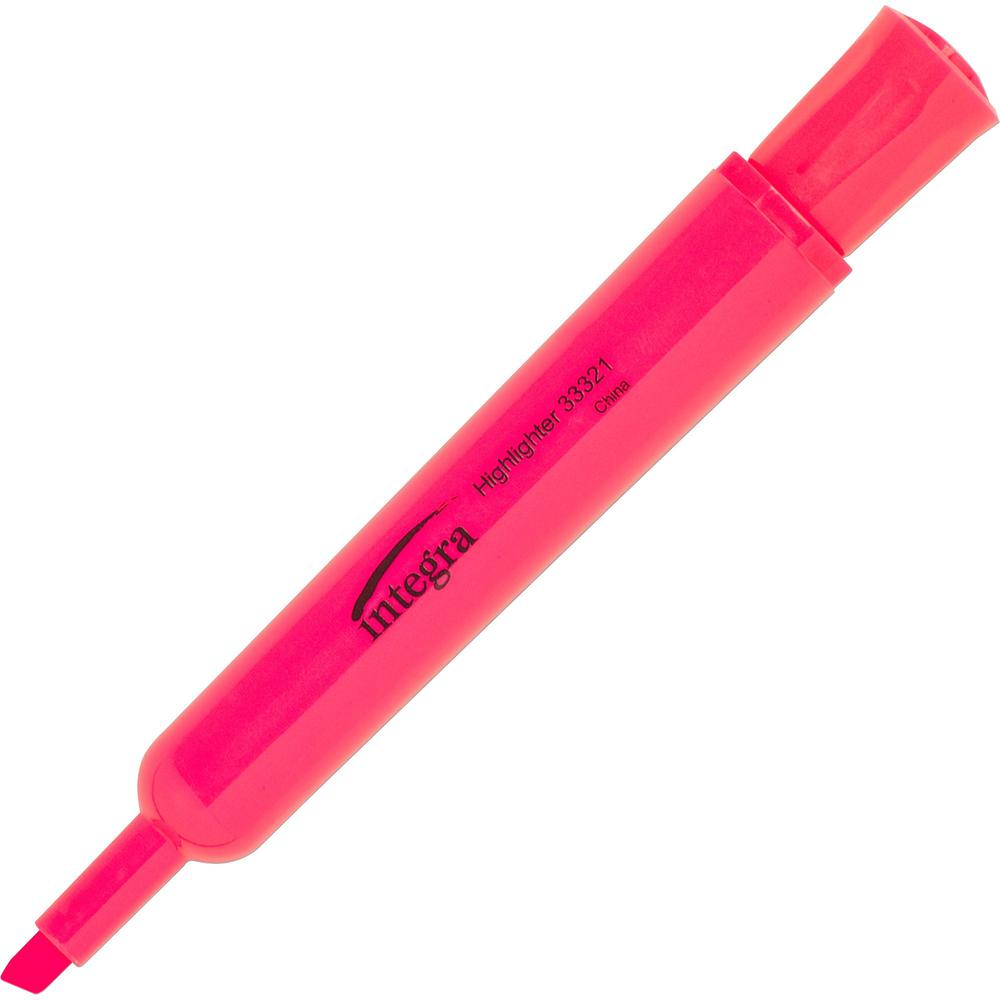 Integra Chisel Desk Liquid Highlighters - Fluorescent Pink Ink - 1 Dozen. Picture 1