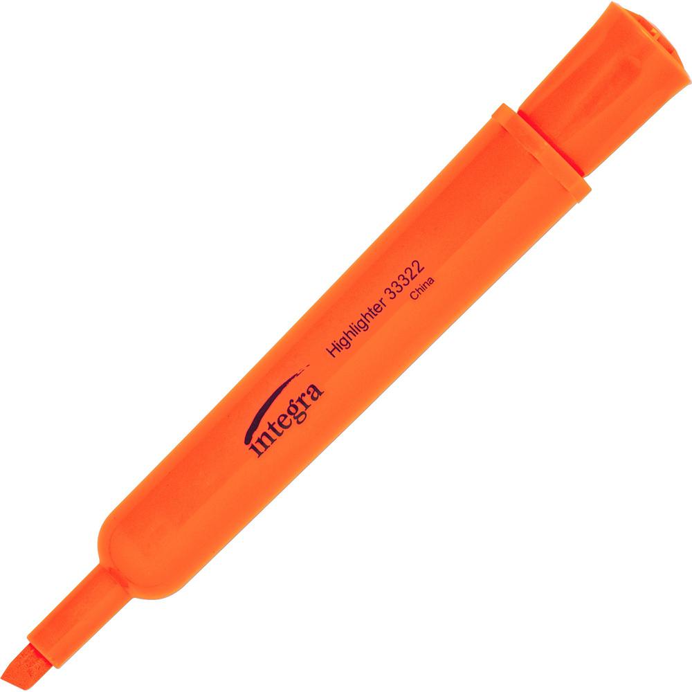 Integra Chisel Desk Liquid Highlighters - Fluorescent Orange Ink - 1 Dozen. Picture 1