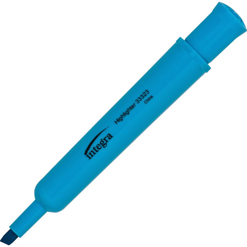 Integra Chisel Desk Liquid Highlighters - Fluorescent Blue Ink - 1 Dozen. Picture 1