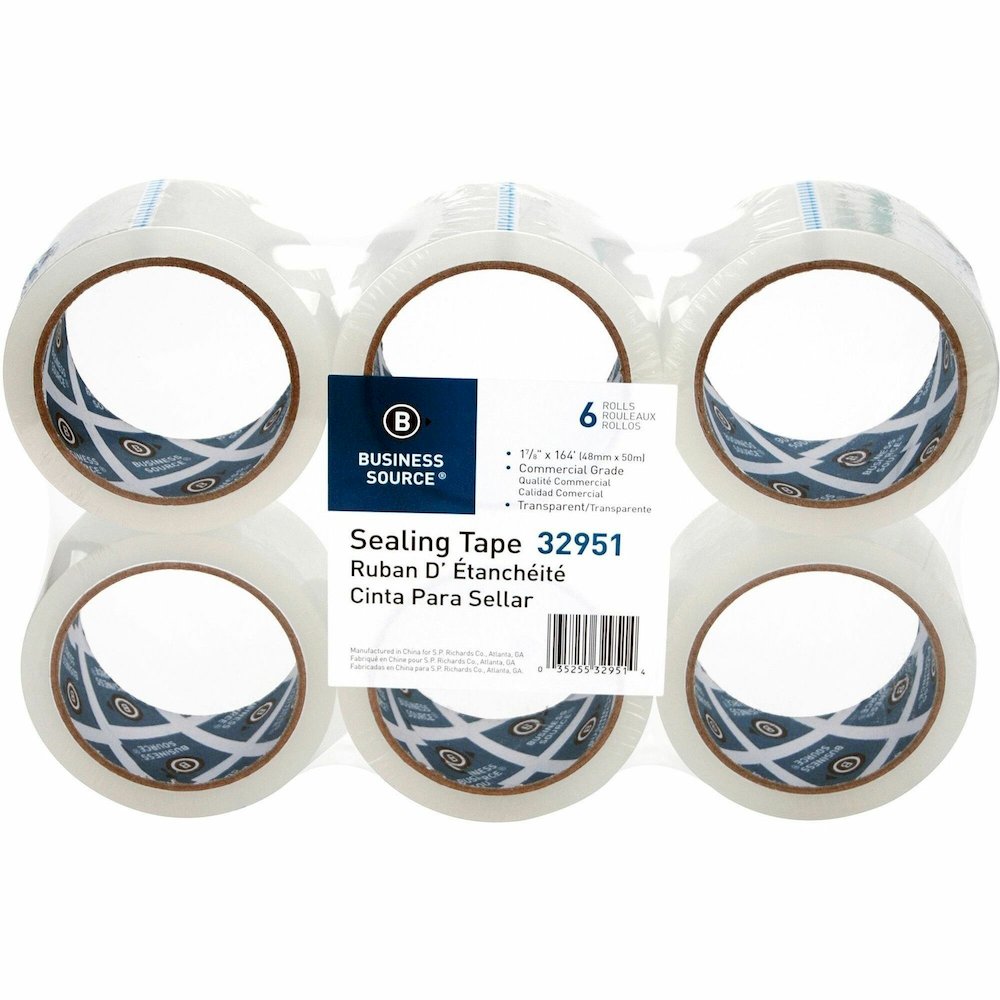 Business Source 3" Core Sealing Tape - 55 yd Length x 1.88" Width - 3" Core - Clear - Pressure-sensitive Poly - 2 mil - Adhesive Backing - Abrasion Resistant, Moisture Resistant, Split Resistant - For. Picture 1