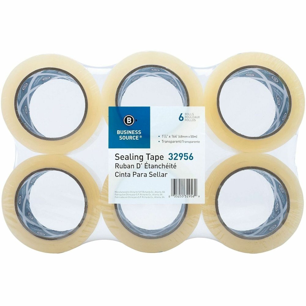 Business Source Heavy-duty Packaging Tape - 54.67 yd Length x 1.88" Width - 3" Core - Clear - Pressure-sensitive Poly - 3.54 mil - Rubber Backing - Tear Resistant, Split Resistant, Breakage Resistance. Picture 1