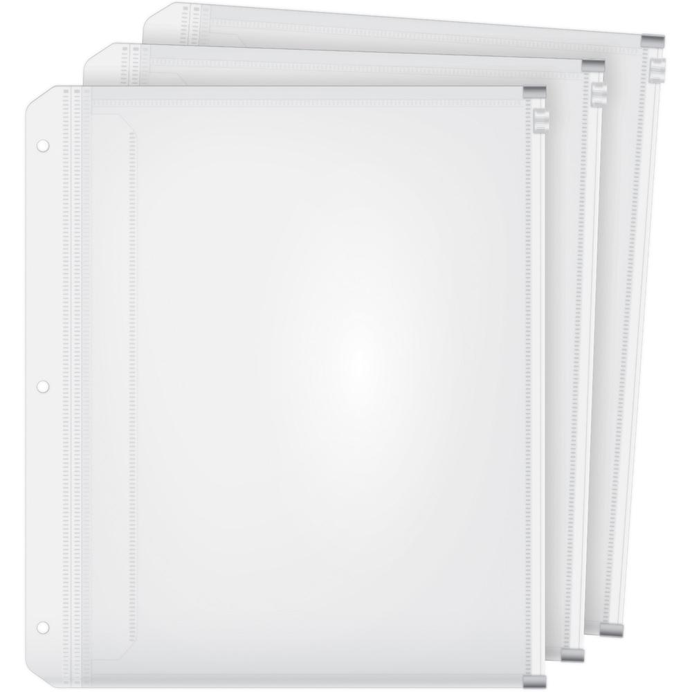 Cardinal Expanding Zipper Binder Pockets - 11.8" Height x 0.3" Width x 10.5" Length - 0.50" Maximum Capacity - 100 x Sheet Capacity - For Letter 8 1/2" x 11" Sheet - Ring Binder - Rectangular - Clear . Picture 1