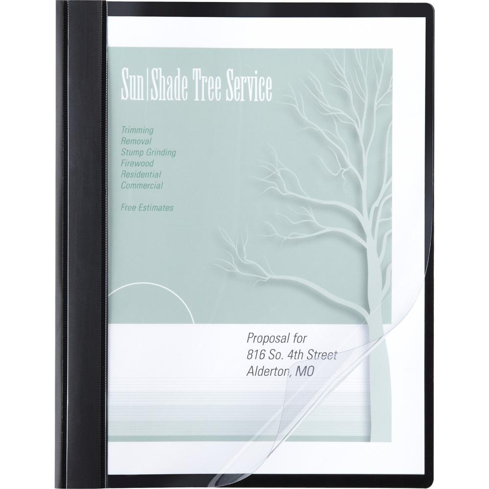 ACCO Letter No Report Cover - 1/2" Folder Capacity - 8 1/2" x 11" - 100 Sheets Capacity - Black, Clear - 1 / Pack. Picture 1