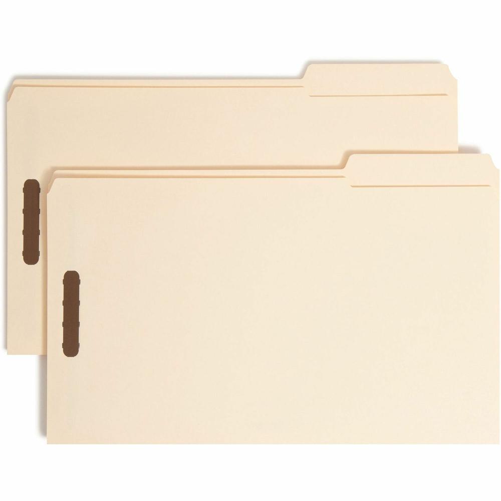 Smead 1/3 Tab Cut Legal Recycled Fastener Folder - 8 1/2" x 14" - 2 x 2K Fastener(s) - Manila - Manila - 10% Recycled - 50 / Box. Picture 1