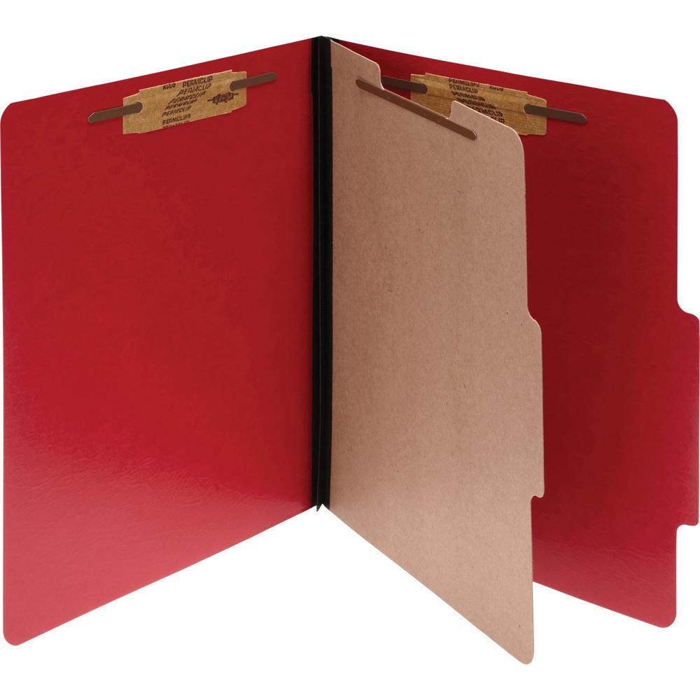 ACCO ColorLife Letter Classification Folder - 2" Folder Capacity - 8 1/2" x 11" - 4 Fastener(s) - Top Tab Location - Right of Center Tab Position - 4 Divider(s) - Presstex - Executive Red - 10 / Box. Picture 1