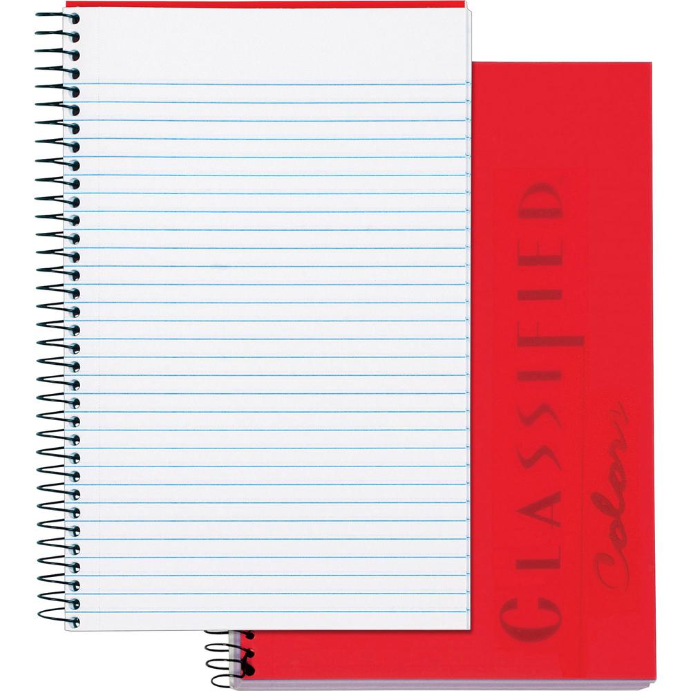 TOPS Classified Business Notebooks - 100 Sheets - Coilock - 20 lb Basis Weight - 5 1/2" x 8 1/2" - White Paper - RubyPlastic Cover - Perforated - 1 Each. Picture 1