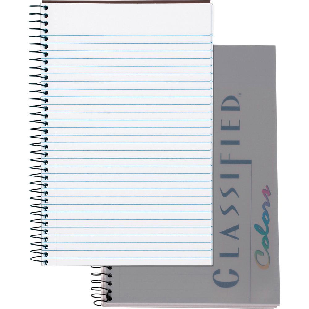 TOPS Classified Business Notebooks - Letter - 100 Sheets - Front Ruling Surface - 20 lb Basis Weight - Letter - 5 1/2" x 8 1/2" - GraphitePlastic Cover - Perforated - 1 Each. Picture 1