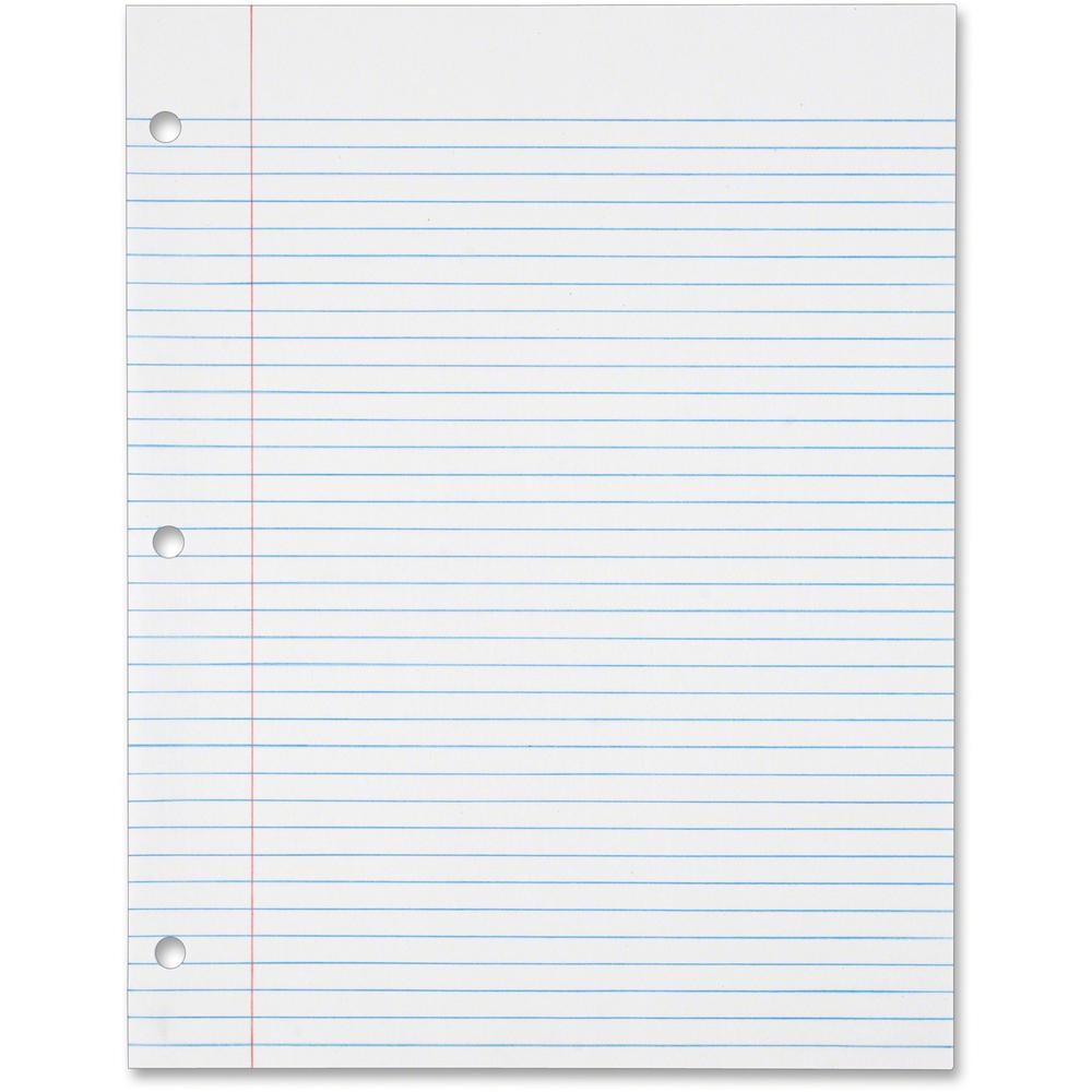 Tops Mediumweight Filler Paper - 500 Sheets - 0.31" Ruled - Ruled Red Margin - 16 lb Basis Weight - Letter - 8 1/2" x 11" - White Paper - 500 / Pack. Picture 1
