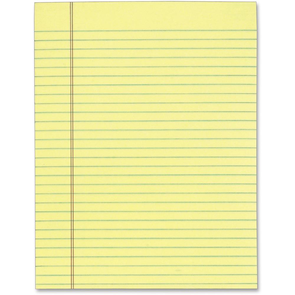 Tops 7522 Gum Top Pad - 50 Sheets - Glue - Ruled Red Margin - 16 lb Basis Weight - Letter - 8 1/2" x 11" - Canary Paper - Perforated - 12 / Pack. Picture 1