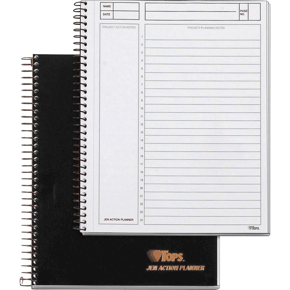 TOPS Action Planner - Action - Julian Dates - 6 3/4" x 8 1/2" Sheet Size - Wire Bound - Chipboard - Black CoverPerforated - 1 Each. Picture 1