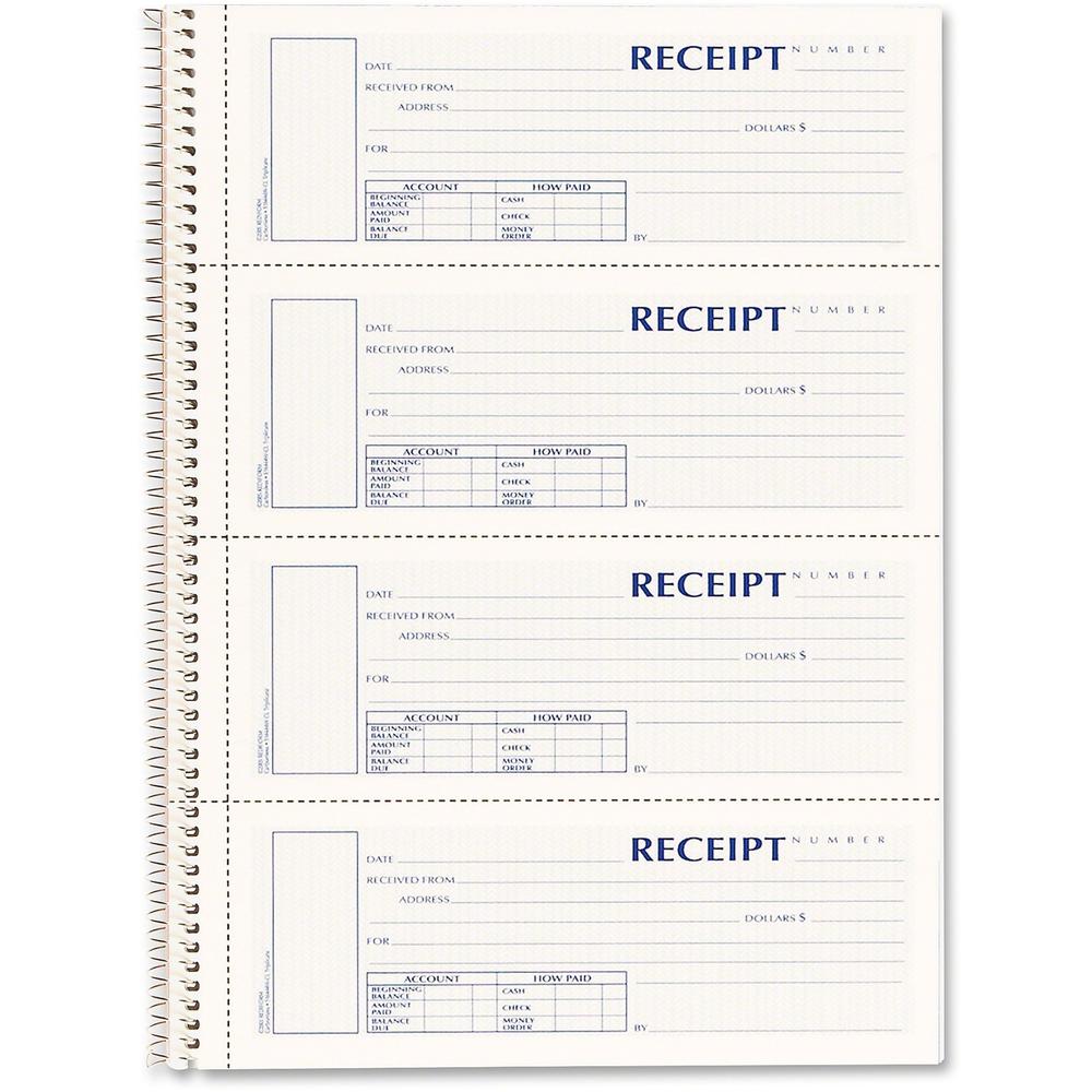Rediform 3-part Wirebound Money Receipt Book - Wire Bound - 3 PartCarbonless Copy - 2.75" x 7" Form Size - Pink, White - 1 Each. Picture 1
