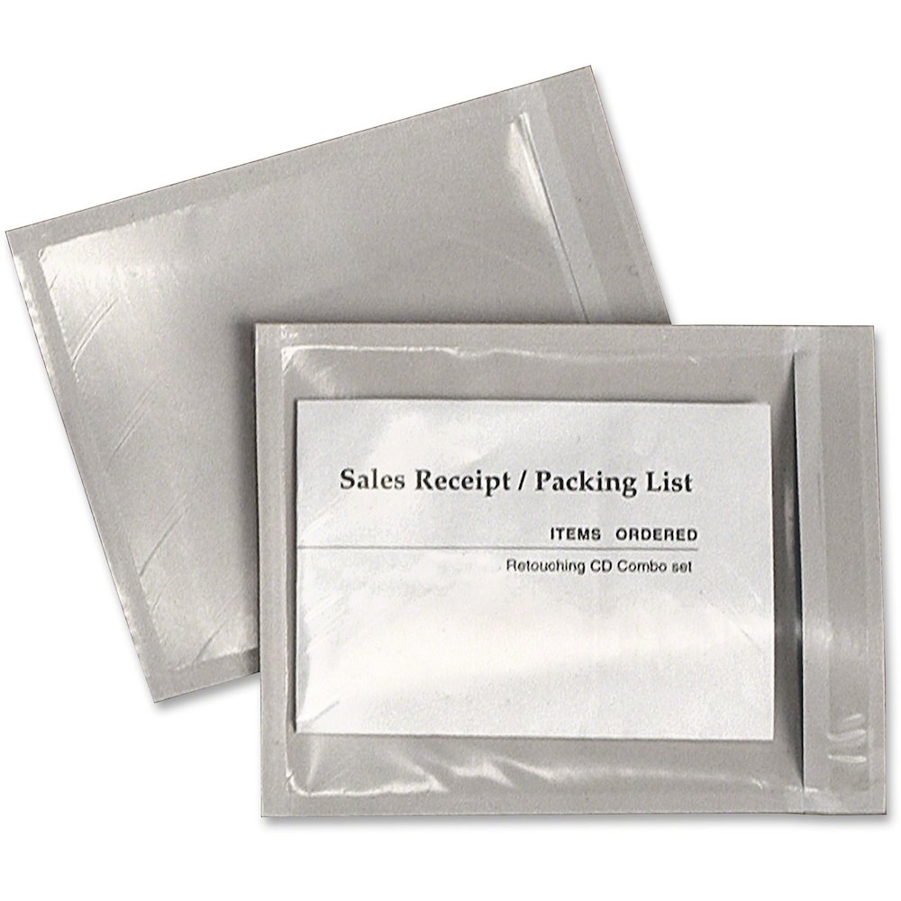 Quality Park 46996 Packing List Clear Envelopes - Packing List - 4 1/2" Width x 6" Length - Adhesive - Clear - Poly - 1000 / Carton. Picture 1