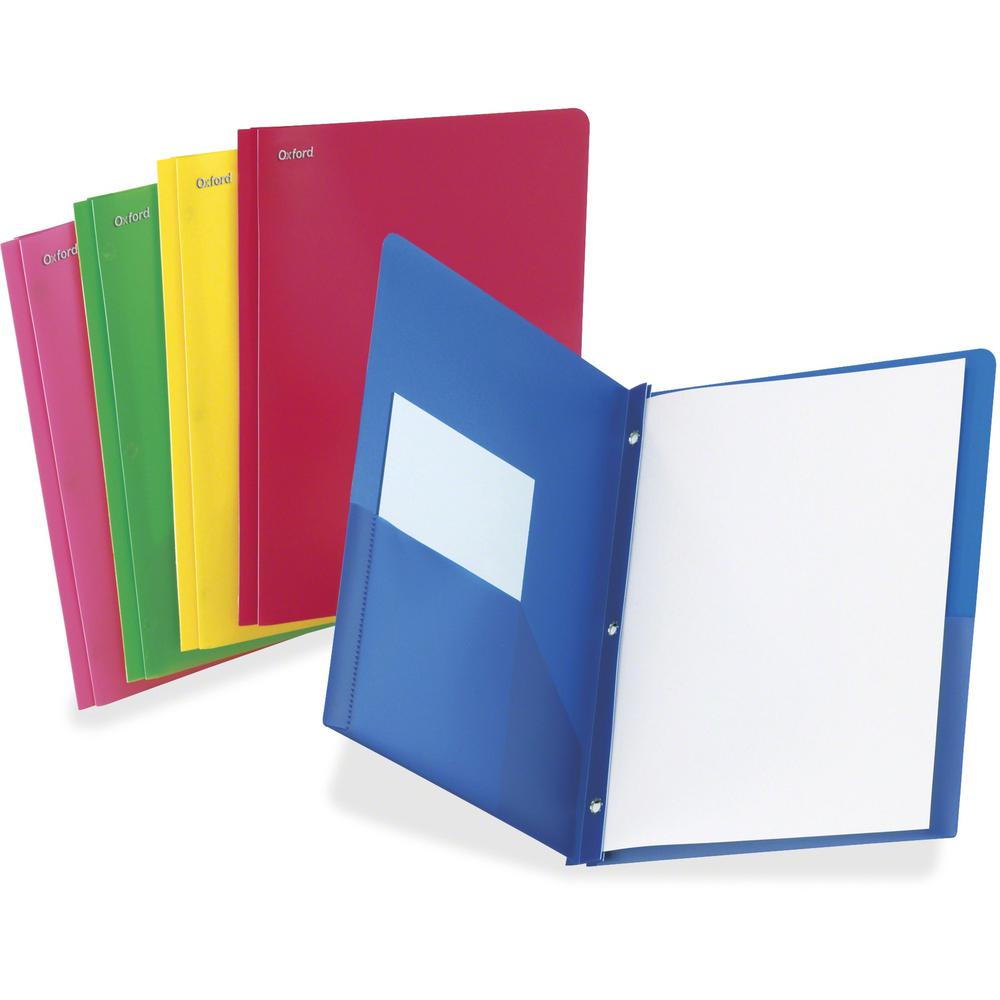 TOPS Letter Pocket Folder - 8 1/2" x 11" - 100 Sheet Capacity - Prong Fastener - 1/2" Fastener Capacity - 2 Pocket(s) - Blue, Red, Pink, Green, Yellow - 25 / Box. Picture 1