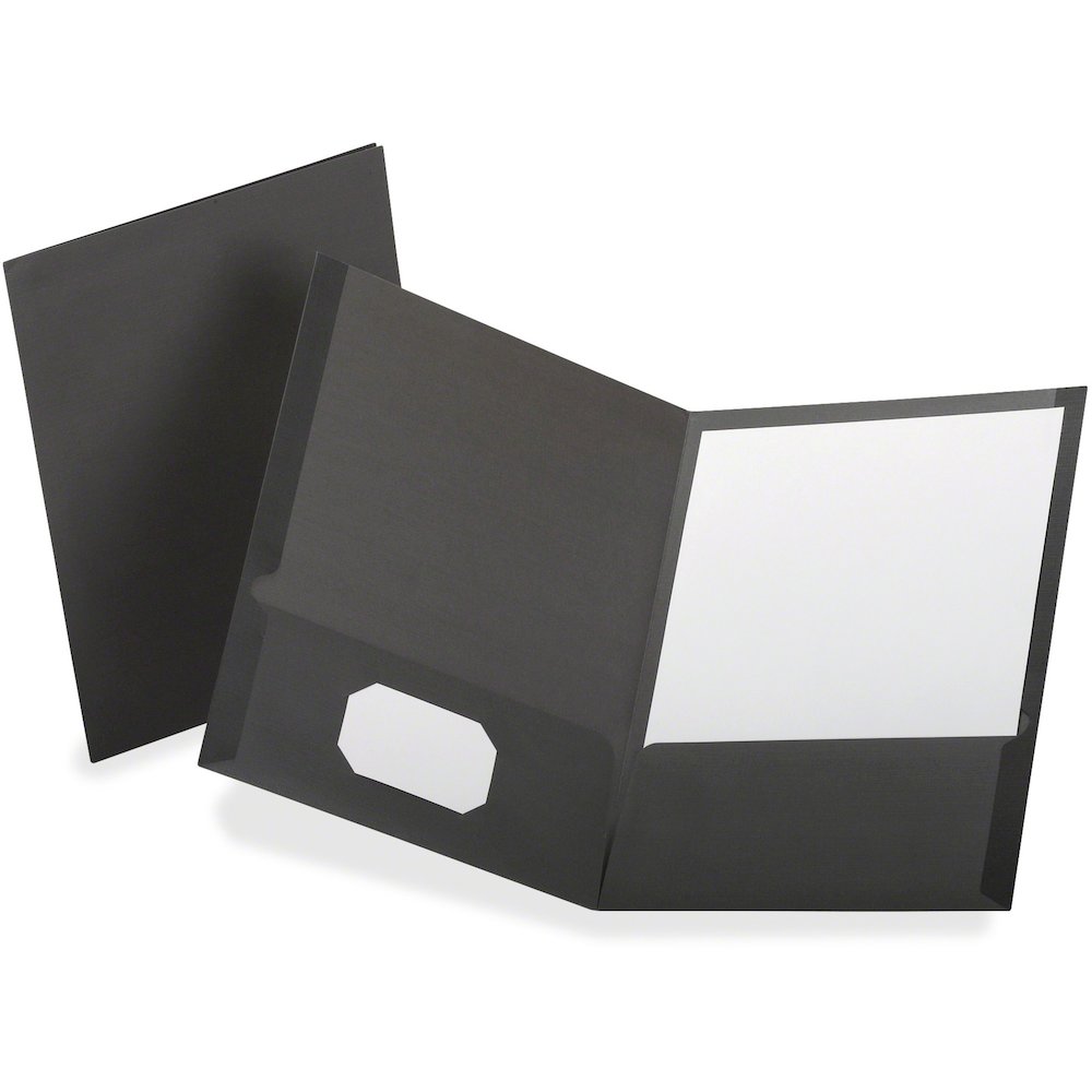 TOPS Letter Pocket Folder - 8 1/2" x 11" - 100 Sheets Capacity - 2 Internal Pocket - 11 pt. - Gray - Textured, Die-cut, CD Holder - 0% Fiber Recycled - 25 / Box. Picture 1