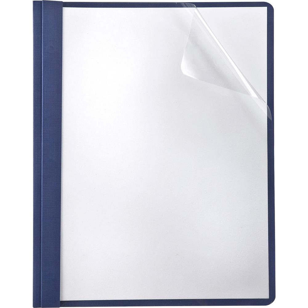 TOPS Letter Recycled Report Cover - 8 1/2" x 11" - 85 Sheet Capacity - 3 x Double Tang Fastener(s) - 1/2" Fastener Capacity for Folder - Navy - 35% Fiber Recycled - 25 / Box. Picture 1