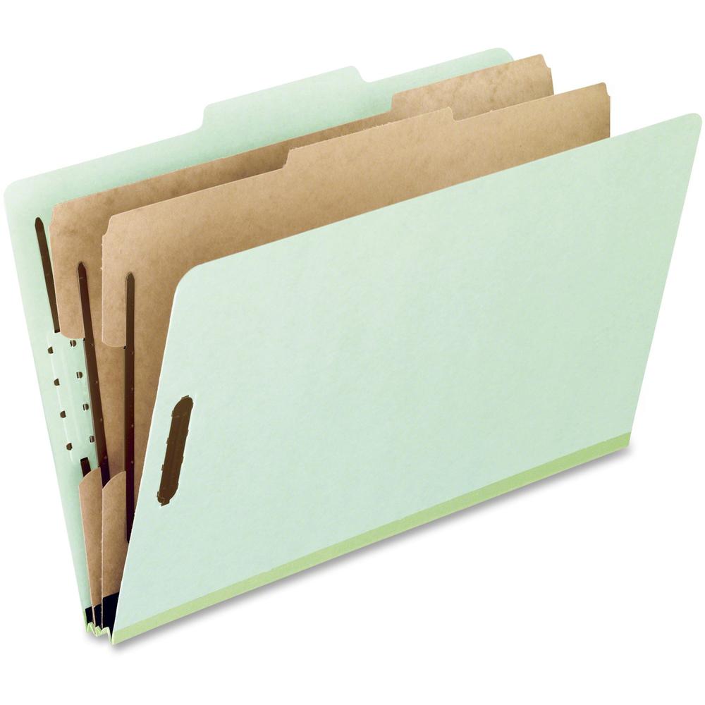 Pendaflex 2/5 Tab Cut Letter Recycled End Tab File Folder - 8 1/2" x 11" - 2" Expansion - 6 Fastener - Top Tab Location - Right of Center Tab Position - 2 Divider - 25 pt. - Pressboard - Light Green -. Picture 1
