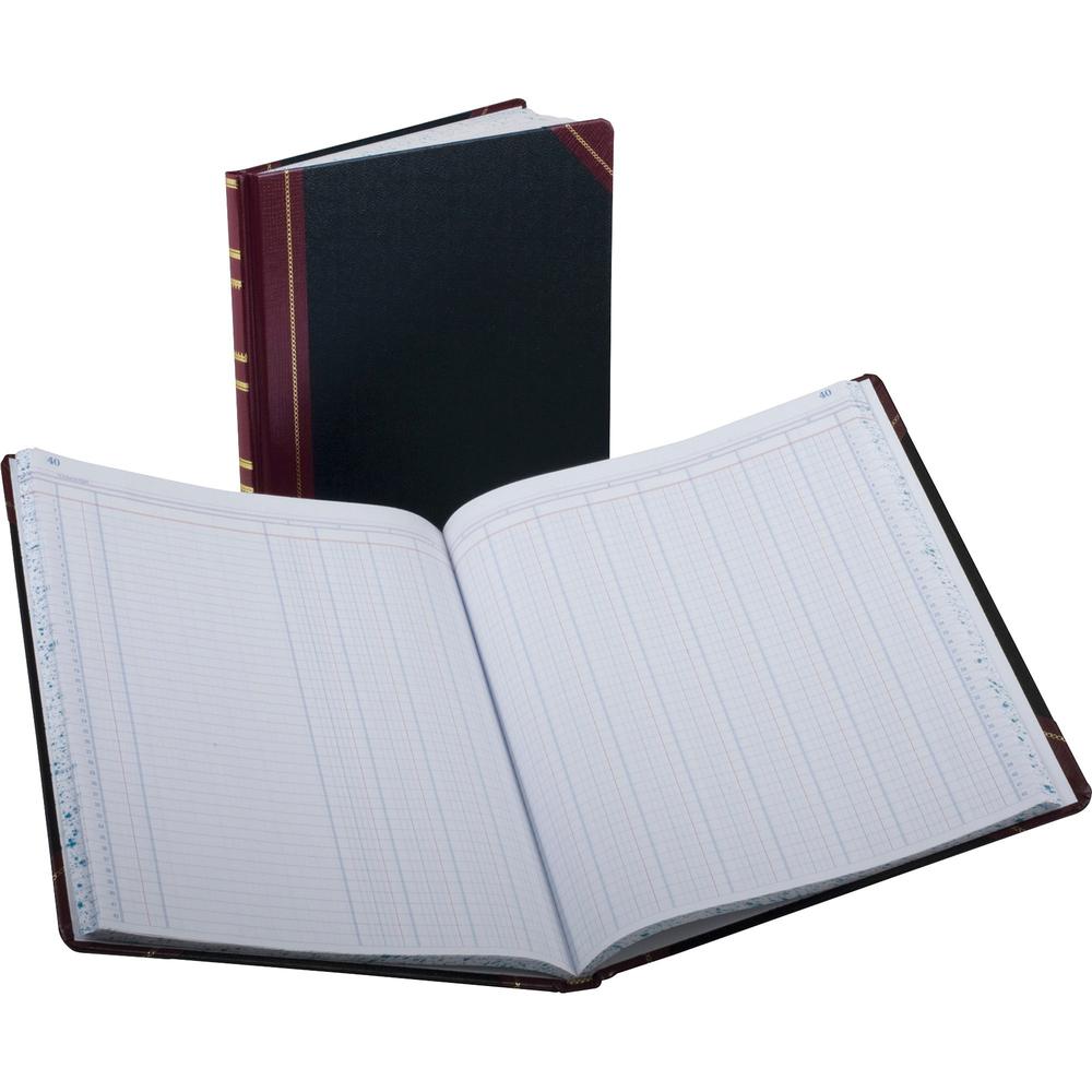 Boorum & Pease Boorum B&P 1602 1/2 Series Bound Columnar Book - 75 Sheet(s) - Thread Sewn - 9.87" x 11.93" Sheet Size - 12 Columns per Sheet - White Sheet(s) - Red, Blue Print Color - Black, Red Cover. Picture 1