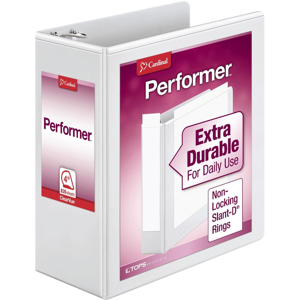 Cardinal Performer ClearVue Slant-D Ring Binder - 4" Binder Capacity - Letter - 8 1/2" x 11" Sheet Size - 835 Sheet Capacity - 3 3/5" Spine Width - 3 x D-Ring Fastener(s) - 2 Inside Front & Back Pocke. Picture 1
