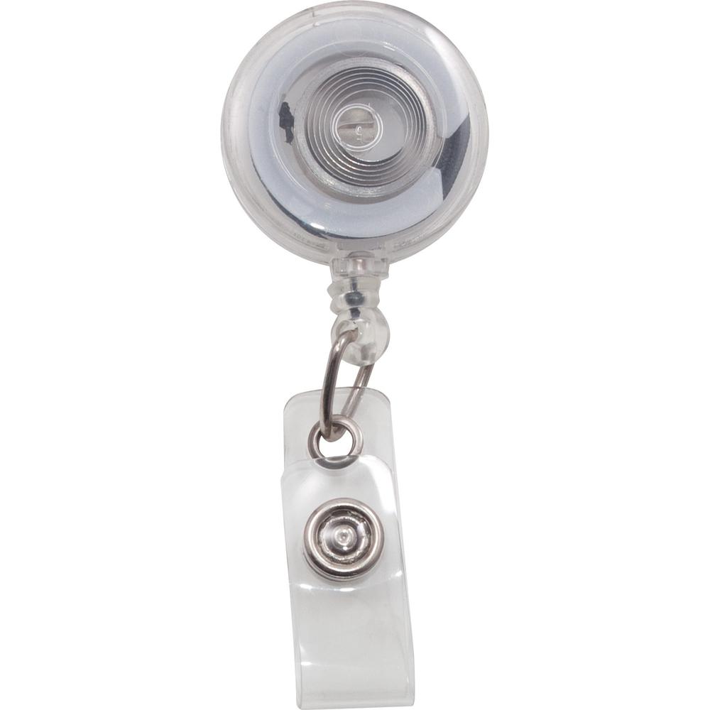 Advantus Translucent Retractable ID Card Reel with Snaps - Plastic, Nylon - Translucent - 12 / Pack. Picture 1