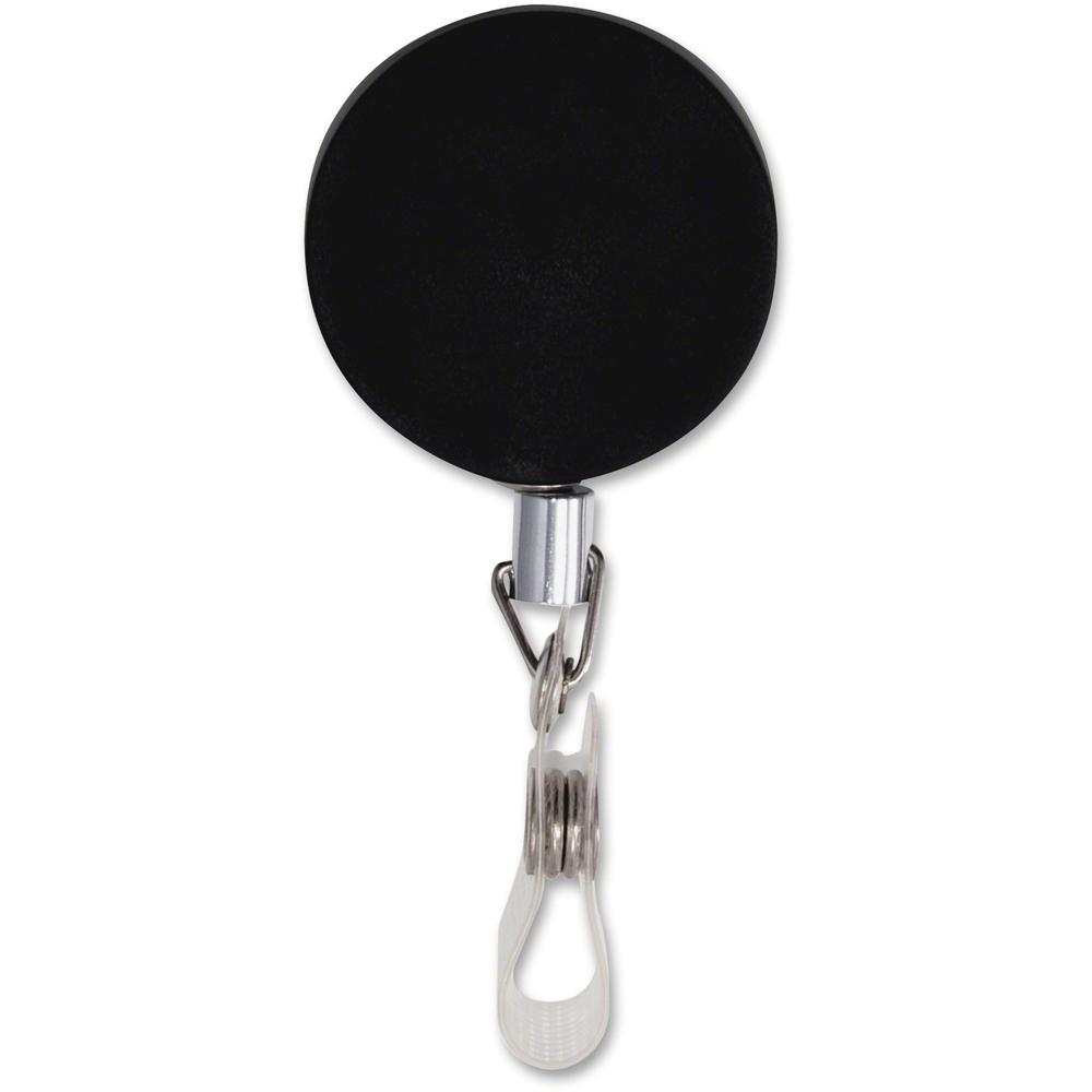 Advantus Premier Retractable Heavy Duty ID Reel With Badge Clip - Plastic, Steel - 12 / Box - Black, Silver. Picture 1