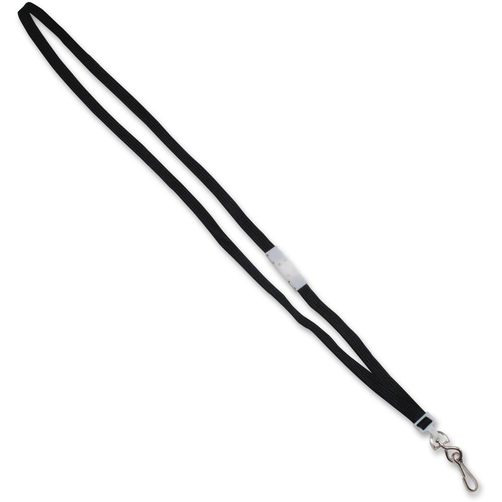 Advantus 36" Deluxe Breakaway Neck Lanyard with J-Hook - 24 / Box - 36" Length - Black - Nylon, Metal. Picture 1