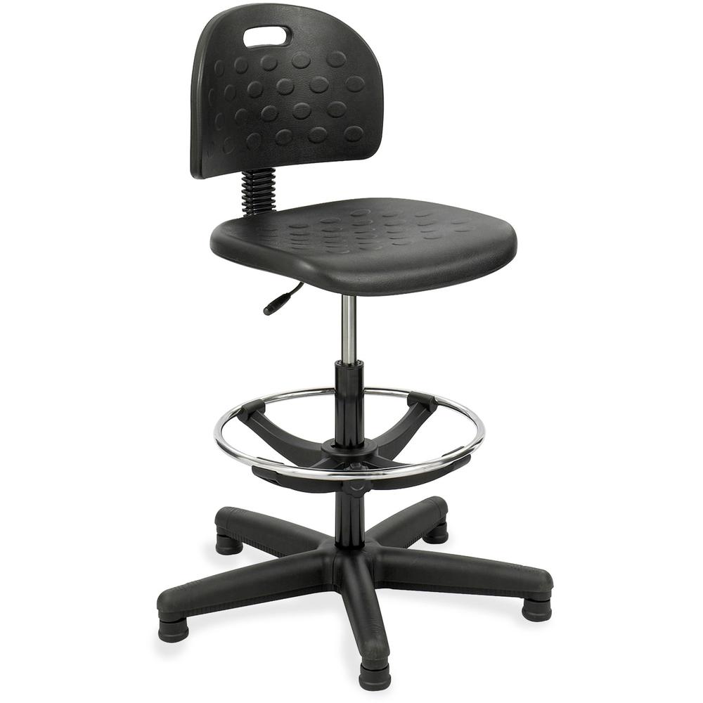 Safco Soft Tough Economy Workbench Drafting Chair - Black Seat Color - Foam, Polyurethane Seat Material - Foam Back Material - 5-star Base - Black - 1 Each. Picture 1