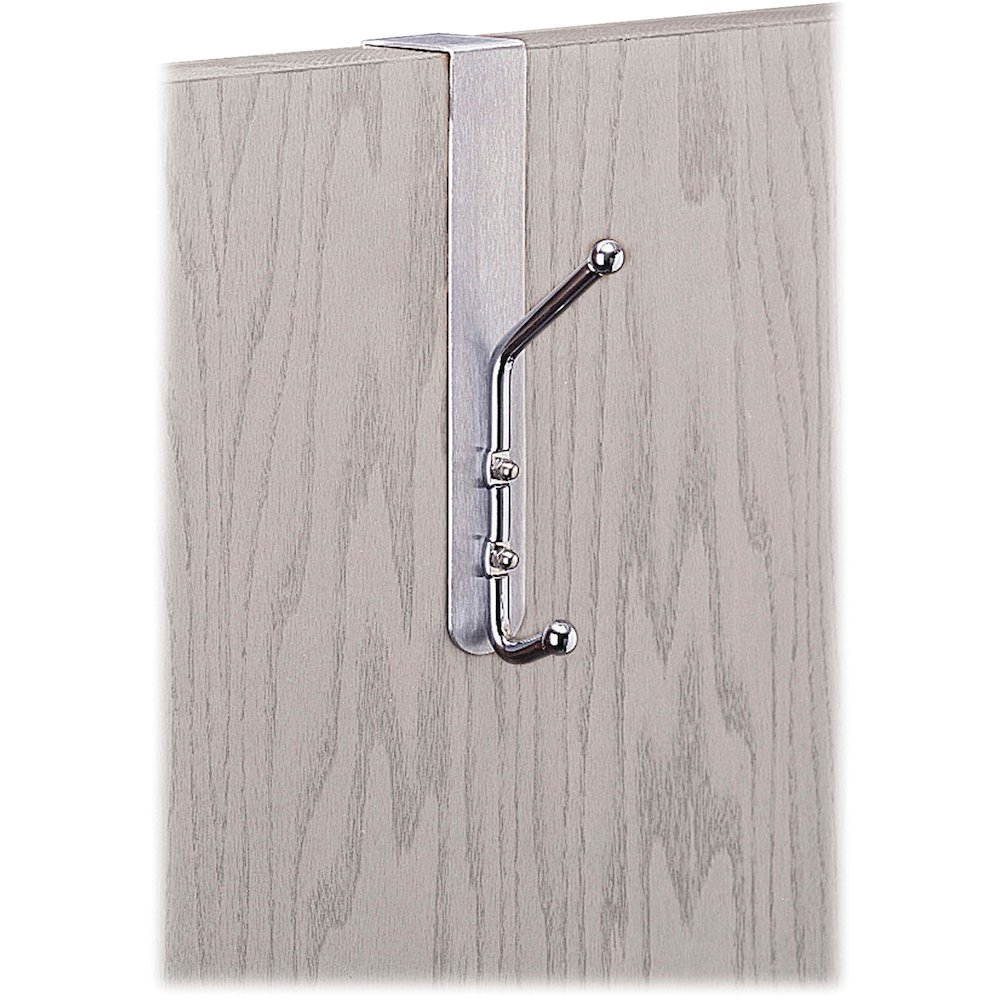 Safco Over-The-Door Coat Hook - 2 Hooks - 10 lb (4.54 kg) Capacity - 8.5" Height x 1.5" Width - 3" Size - for Garment - Steel - Silver - 1 Each. Picture 1