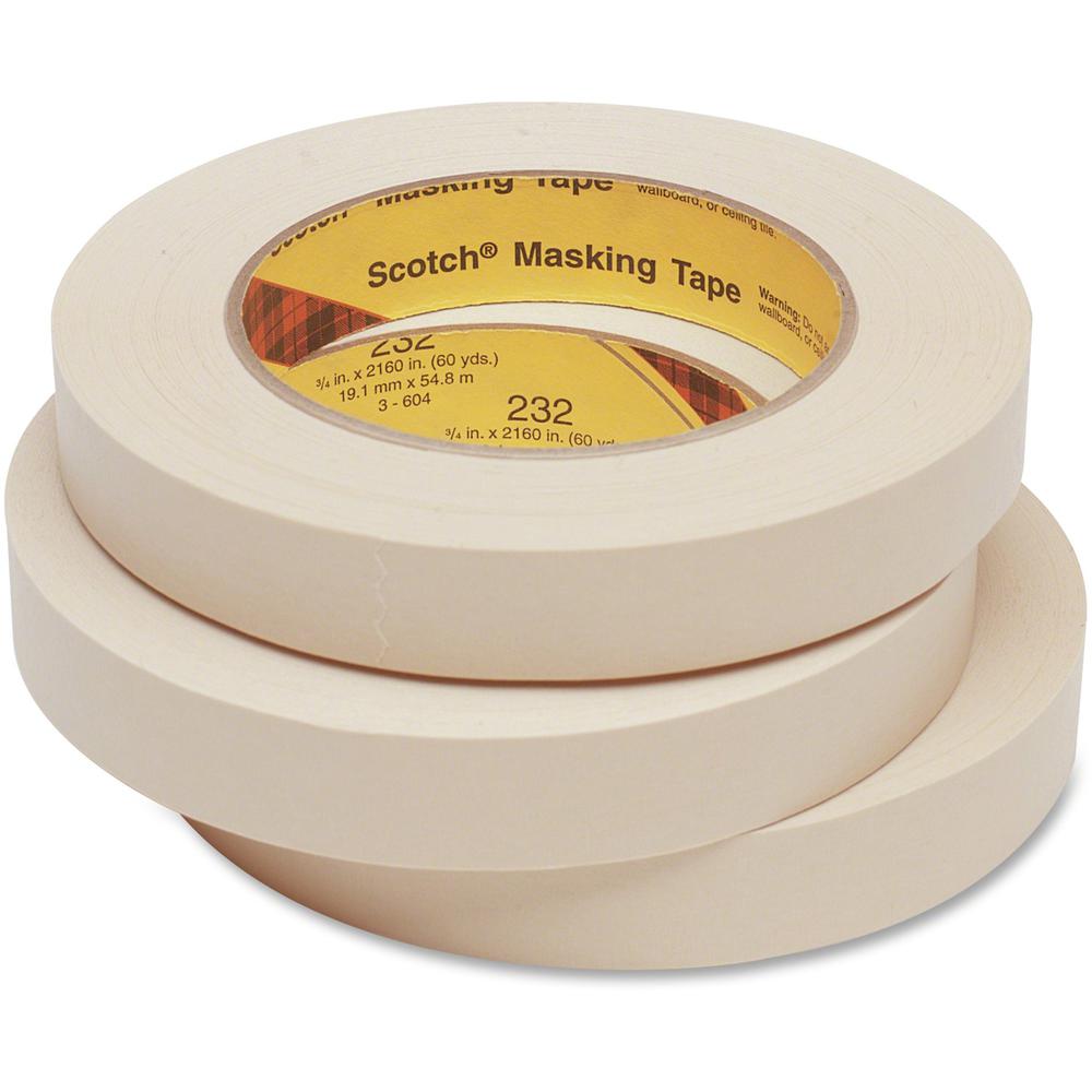 Scotch High-Performance Masking Tape - 60.15 yd Length x 0.47" Width x 6.3 mil Thickness - 3" Core - Tan - Rubber Backing - For Bundling, Holding, Protecting - 1 Roll. Picture 1
