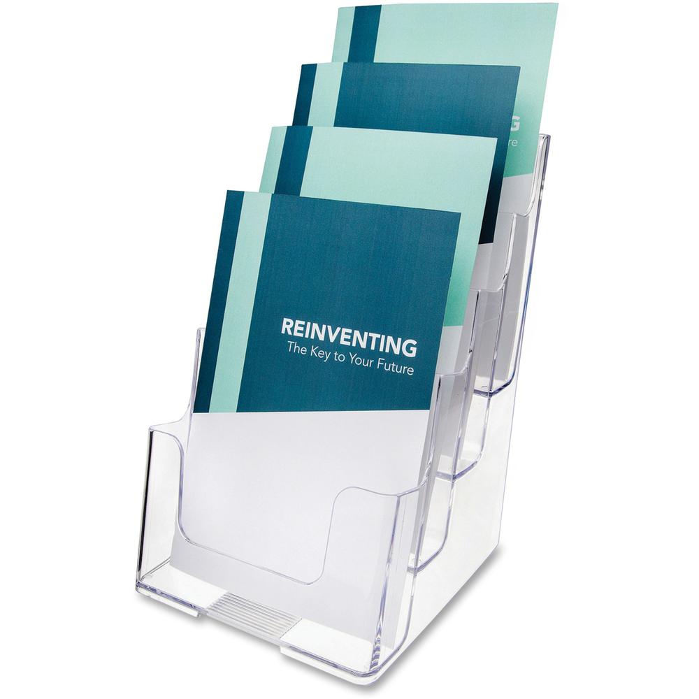 Deflecto Booklet Holder - 4 Compartment(s) - 4 Tier(s) - 10" Height x 4.9" Width x 6.1" DepthDesktop - Compact, Booklet Size - Clear - Plastic - 1 Each. Picture 1
