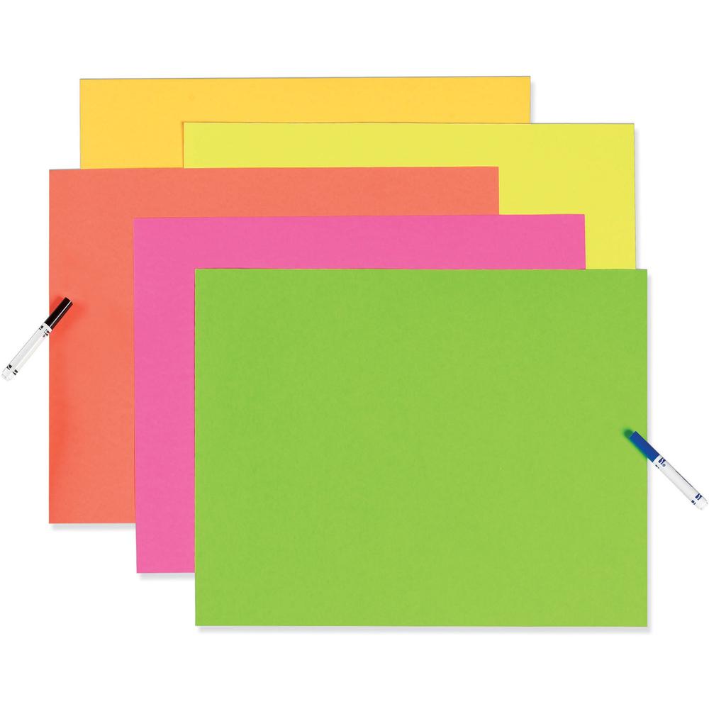 UCreate Fade Resistant Neon Poster Board - 28" Board Height x 22" Board Width - Neon Assorted Surface - Fade Resistant, Rigid - 25 / Carton. Picture 1