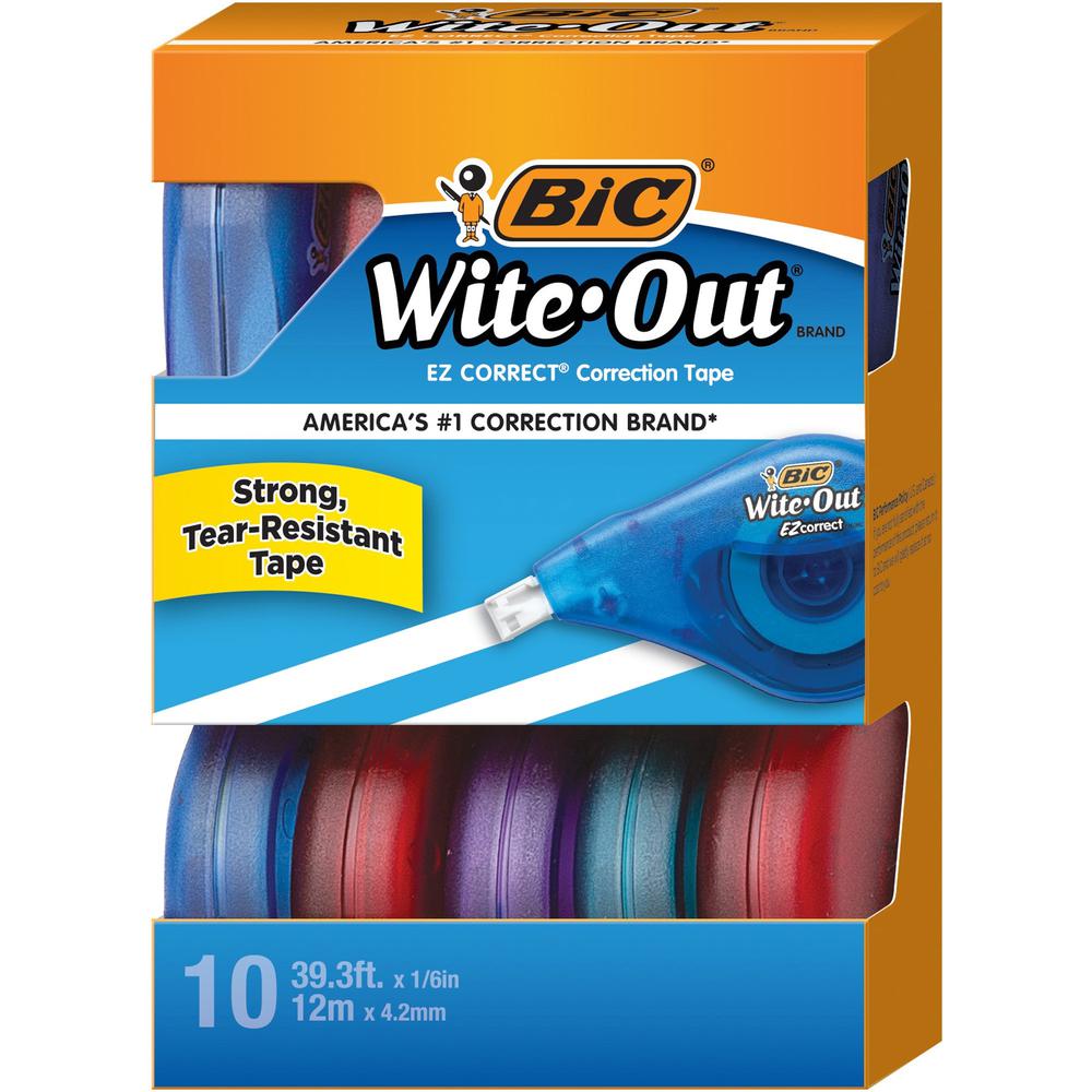 Wite-Out EZ CORRECT Correction Tape - 0.16" Tape Width x 39.33 ft Tape Length - 1 Line(s) - White Tape - Odorless, Tear Resistant, Photo-safe - White - 10 / Box. Picture 1