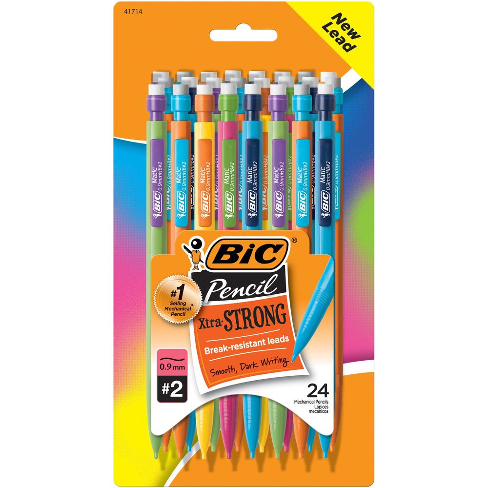 BIC Xtra Strong No. 2 Mechanical Pencils - #2 Lead - 0.9 mm Lead Diameter - Black Lead - Assorted Barrel - 24 / Pack. Picture 1