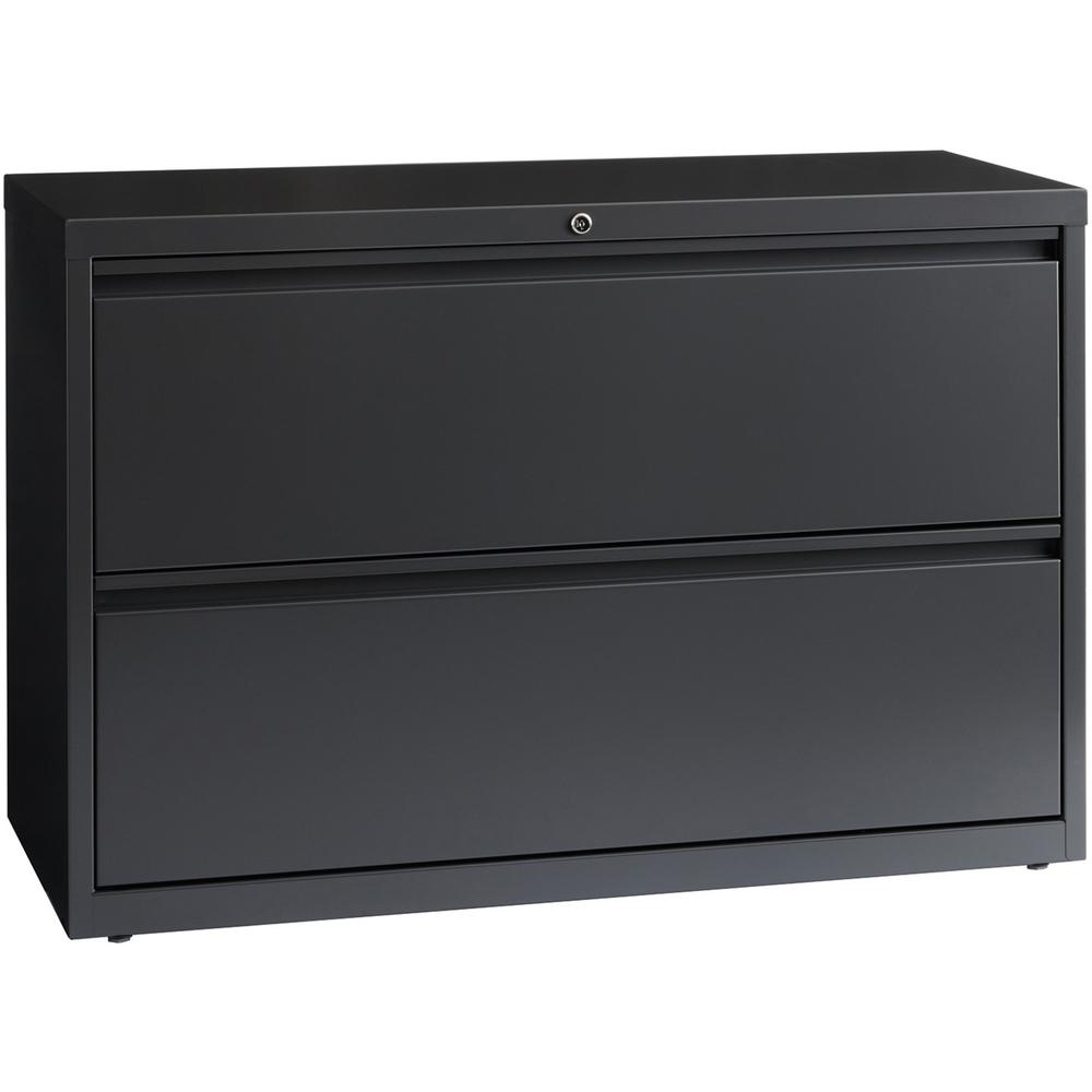Lorell Fortress Series Lateral File - 42" Width x 18.6" Depth x 28.1" Height - 2 x Drawer(s) - Legal, Letter, A4 - Lateral - Rust Proof, Leveling Glide, Interlocking, Ball-bearing Suspension - Charcoa. Picture 1