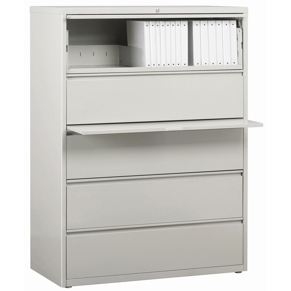 Lorell Fortress Series Lateral File w/Roll-out Posting Shelf - 42" x 18.6" x 67.7" - 5 x Drawer(s) for File - Legal, Letter, A4 - Lateral - Rust Proof, Leveling Glide, Interlocking, Ball-bearing Suspe. Picture 1