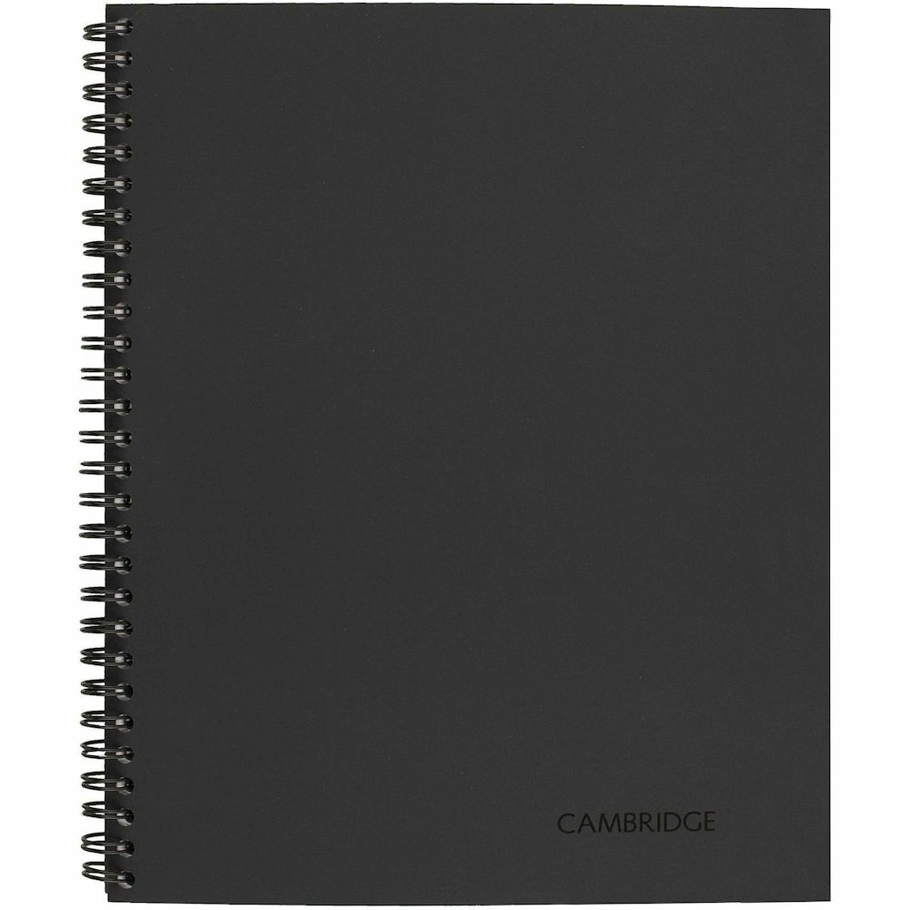 Cambridge Limited Business Notebooks - 80 Sheets - Wire Bound - Legal Ruled Front Ruling - 0.28" Ruled - 20 lb Basis Weight - 8 1/4" x 11" Sheet Size - Black Binding - Black Linen Cover - Perforated, . Picture 1