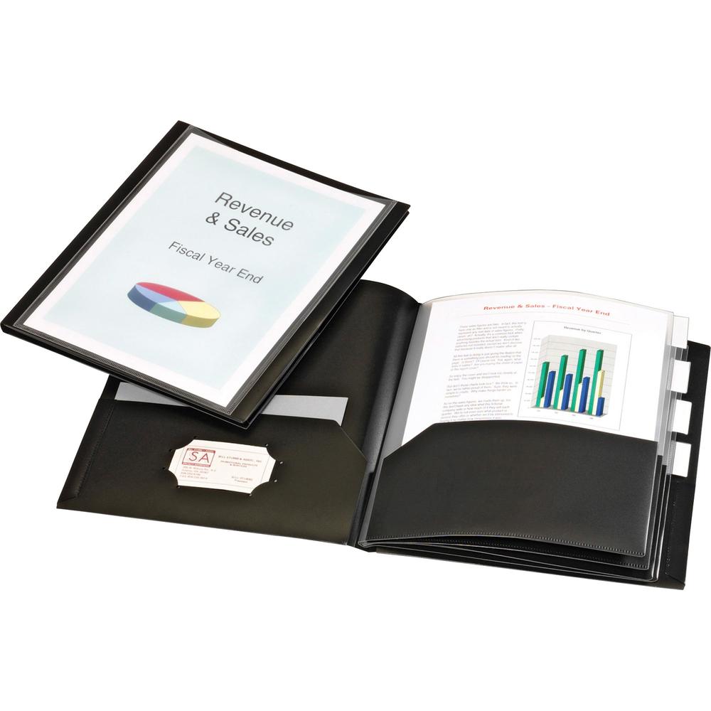 Cardinal Project Organizer - 8 1/2" x 11" - 200 Sheet Capacity - 10 Inside Front & Back Pocket(s) - 4 Divider(s) - Polypropylene - Black - 1 Each. Picture 1