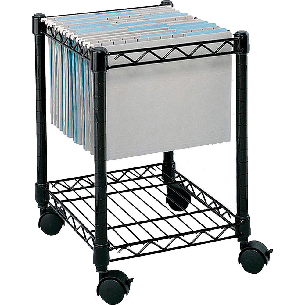 Safco Compact Mobile File Cart - 1 Shelf - 4 Casters - Steel - 15.50" Width x 14" Depth x 19.50" Height - Black - 1 Each. Picture 1