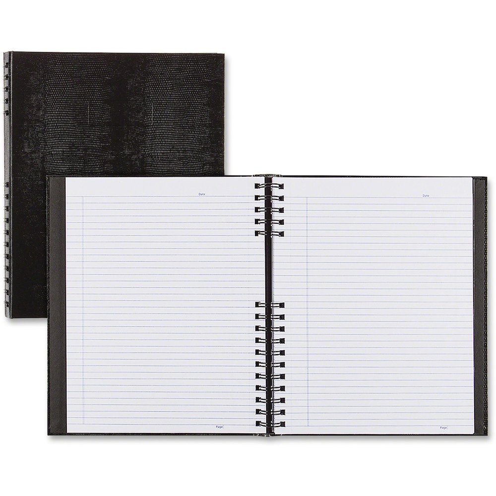 Blueline NotePro Twin-wire Composition Notebook - 300 Sheets - Twin Wirebound - 11" x 8 1/2" Sheet Size - 9.50" Height x 15" Width x 12" Length - Black Cover - Hard Cover, Micro Perforated, Index Shee. Picture 1