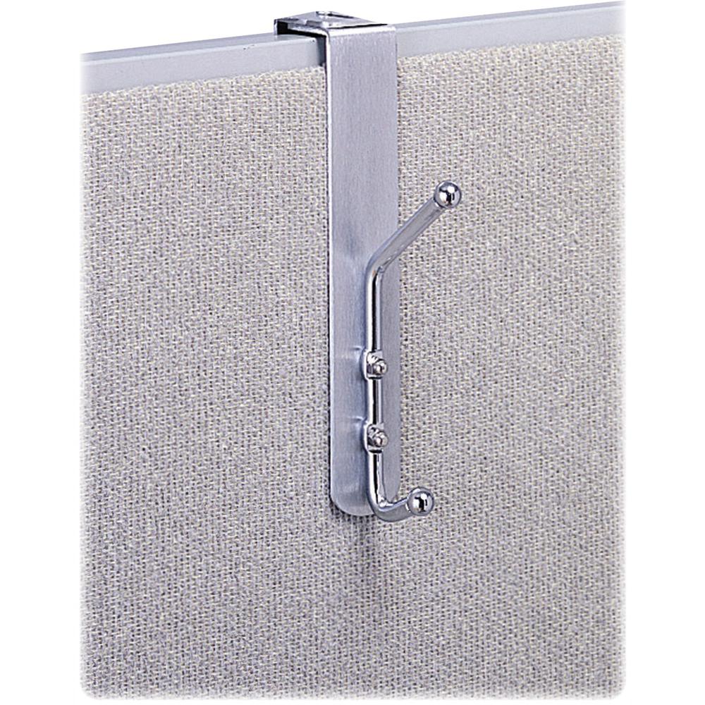 Safco Over The Panel Coat Hook - 2 Hooks - for Garment - Steel, Aluminum - 1 Each. Picture 1