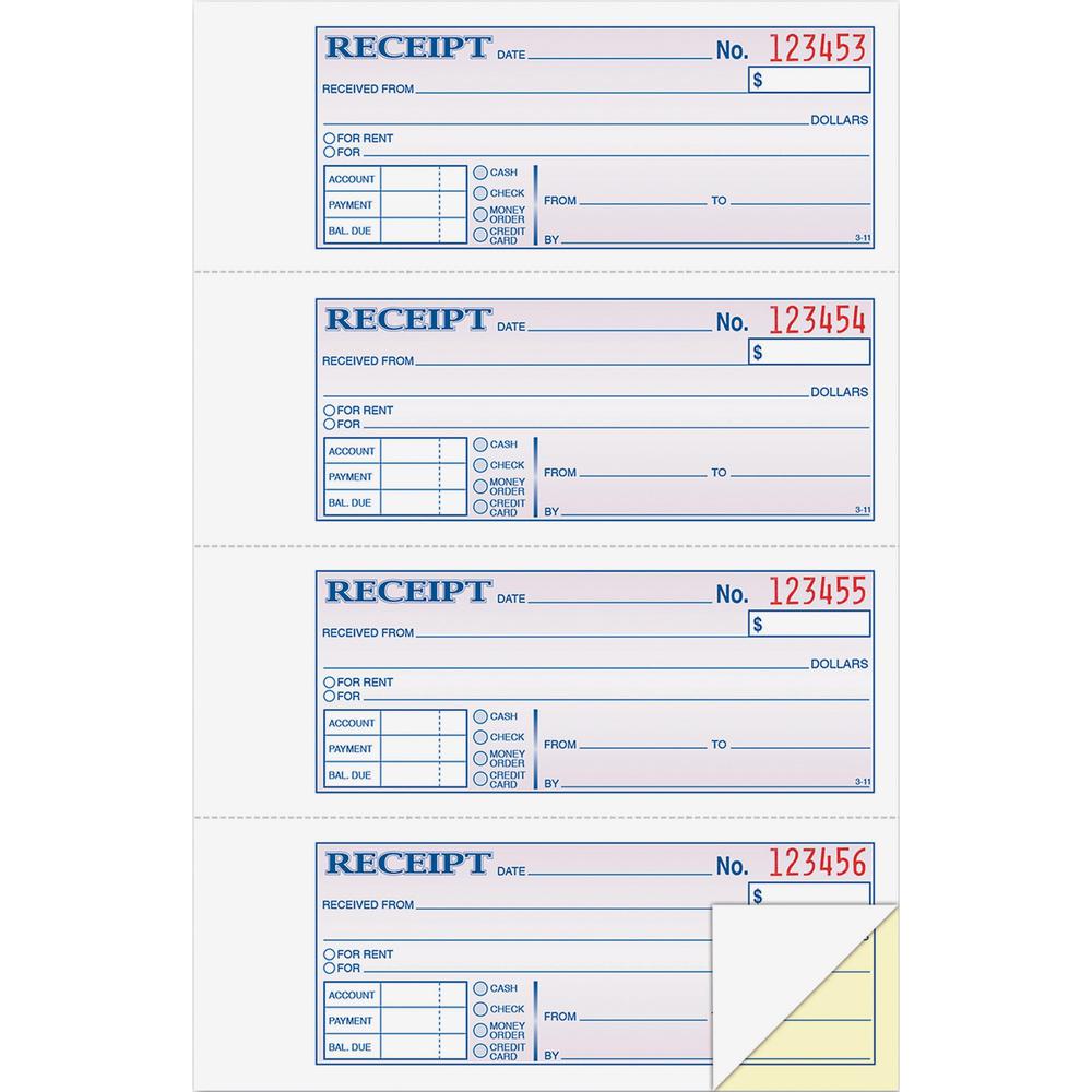 Adams Money/Rent Receipt Book - 200 Sheet(s) - Tape Bound - 2 PartCarbonless Copy - 7.62" x 11" Sheet Size - White - 1 Each. Picture 1