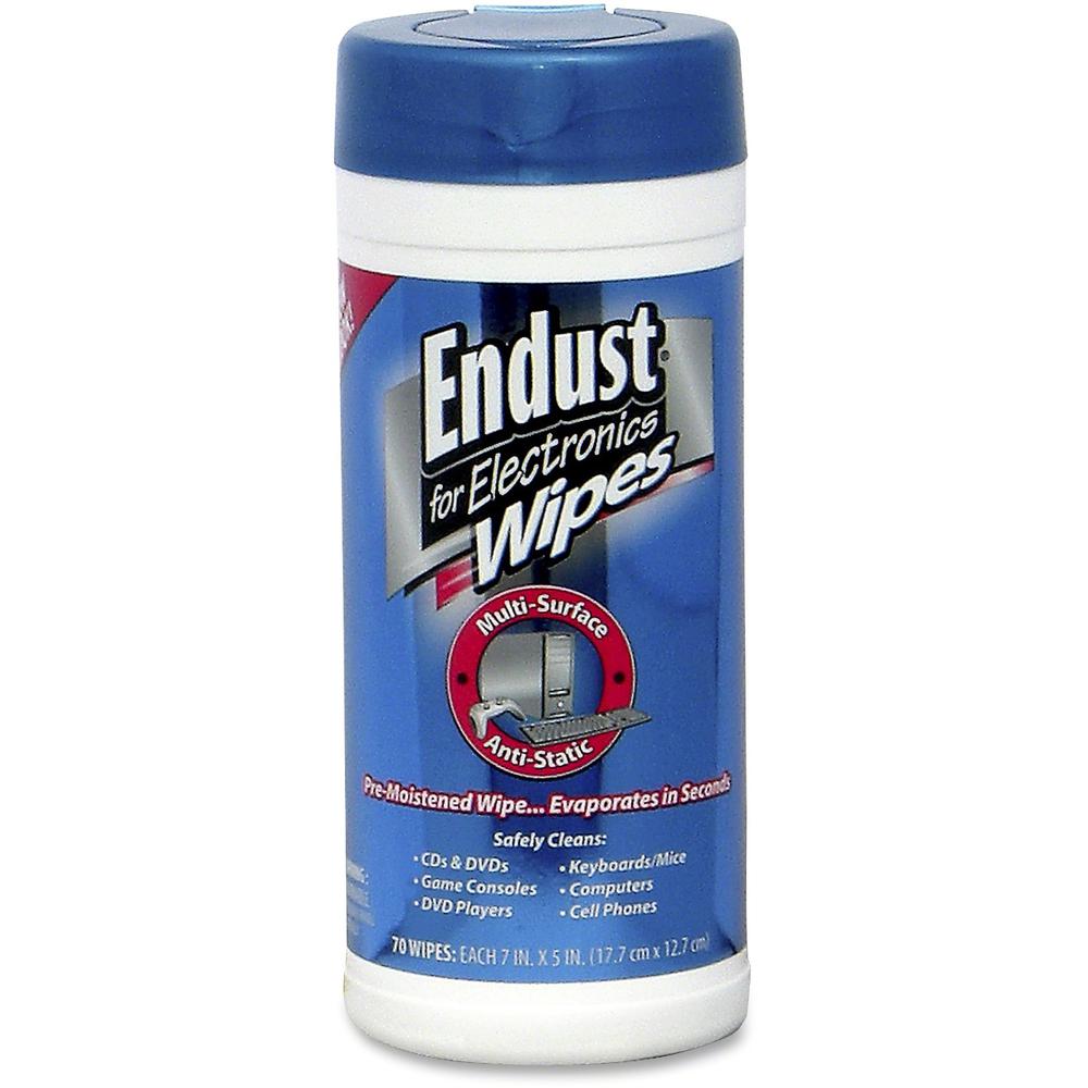Endust Anti-static Computer Cleaning Wipes - For Desktop Computer, PDA, Keyboard, Telephone, Mobile Phone, Audio Equipment, Optical Media, Copier, Fax Machine - Streak-free, Non-abrasive, Anti-static,. Picture 1