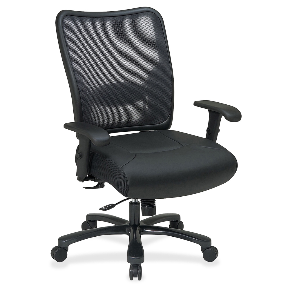 Office Star Space Task Chair - Leather Seat - 5-star Base - Black - 22" Seat Width x 21" Seat Depth - 30.3" Width x 28.8" Depth x 44.5" Height. Picture 1