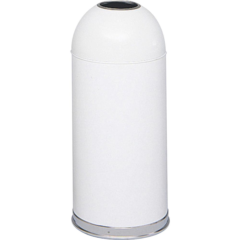 Safco Open Top Dome Waste Receptacle - 15 gal Capacity - 6" Opening Diameter - 34" Height x 15" Depth - Stainless Steel - White - 1 Each. Picture 1