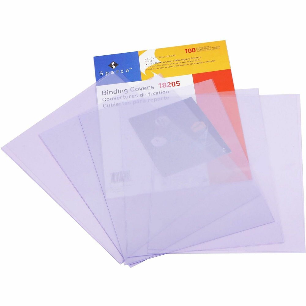 Sparco 18205 Letter Presentation Cover - 8 1/2" x 11" - Plastic - Clear - Spill Proof, Tear Proof - 100 / Box. Picture 1