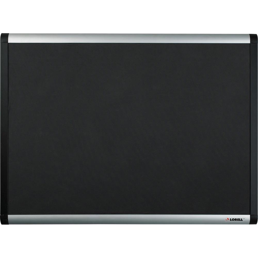 Lorell Mesh Bulletin Board - 36" Board Height x 48" Board Width - Fabric Surface - Black Anodized Aluminum Frame - 1 Each. Picture 1